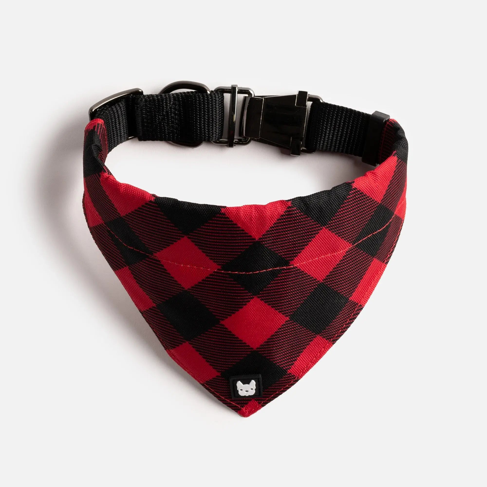 Poplin Bandana Dog Collar - Red Plaid Copper Nesoi