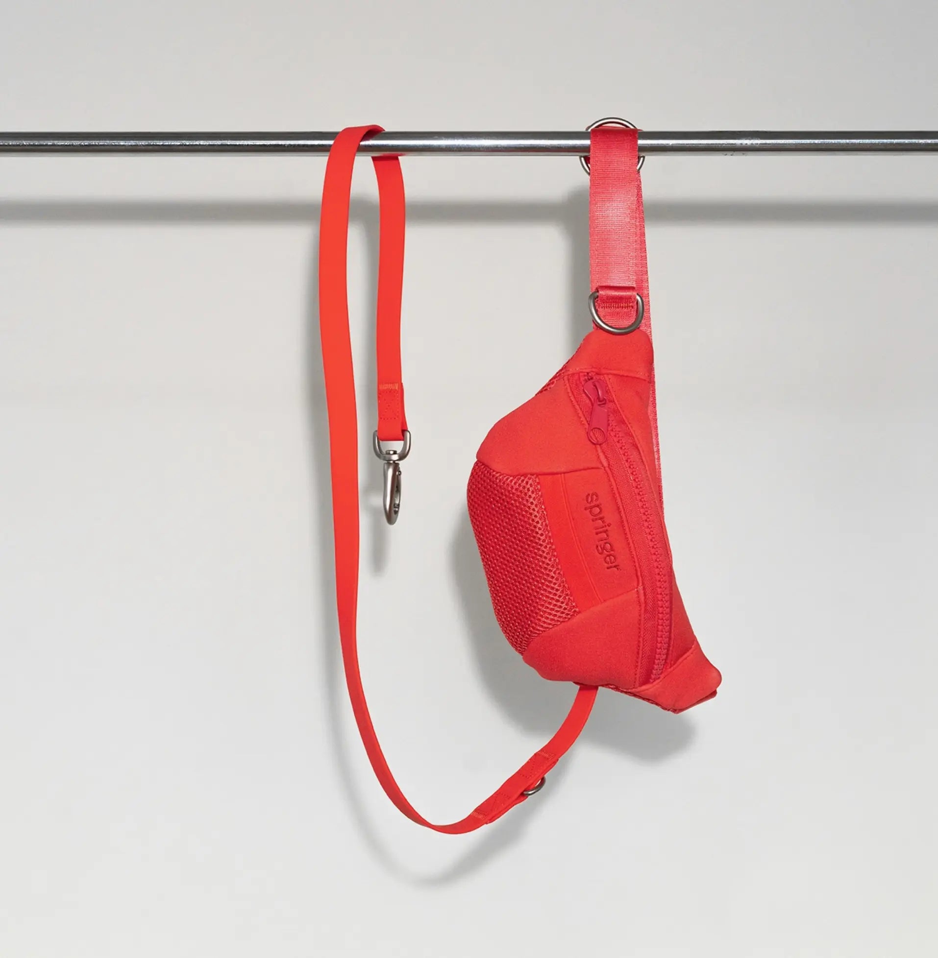 Dog Walking Sling Bag with Built-in Leash Springer