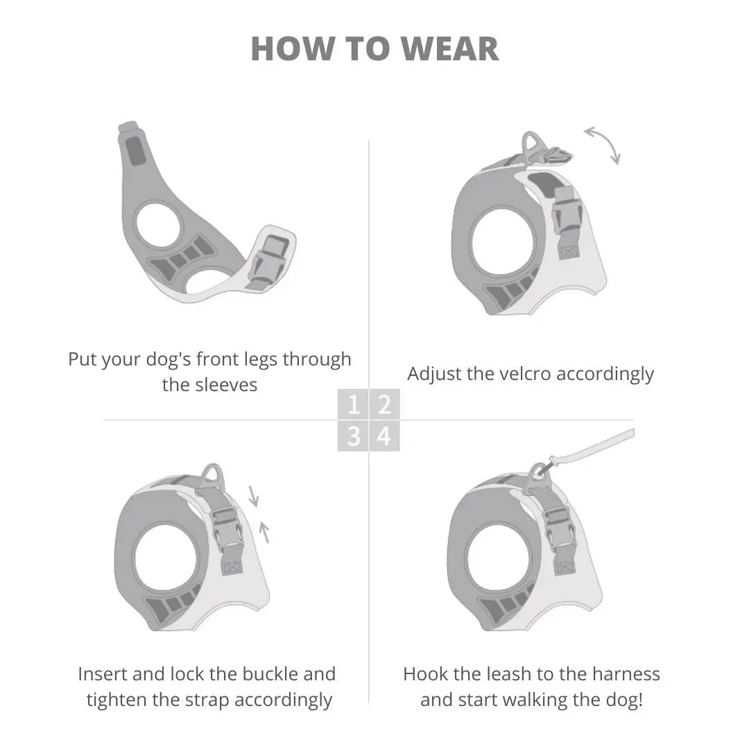 Reflective Shock Absorbent  Air Fly Dog Harness Sky Blue Arachne