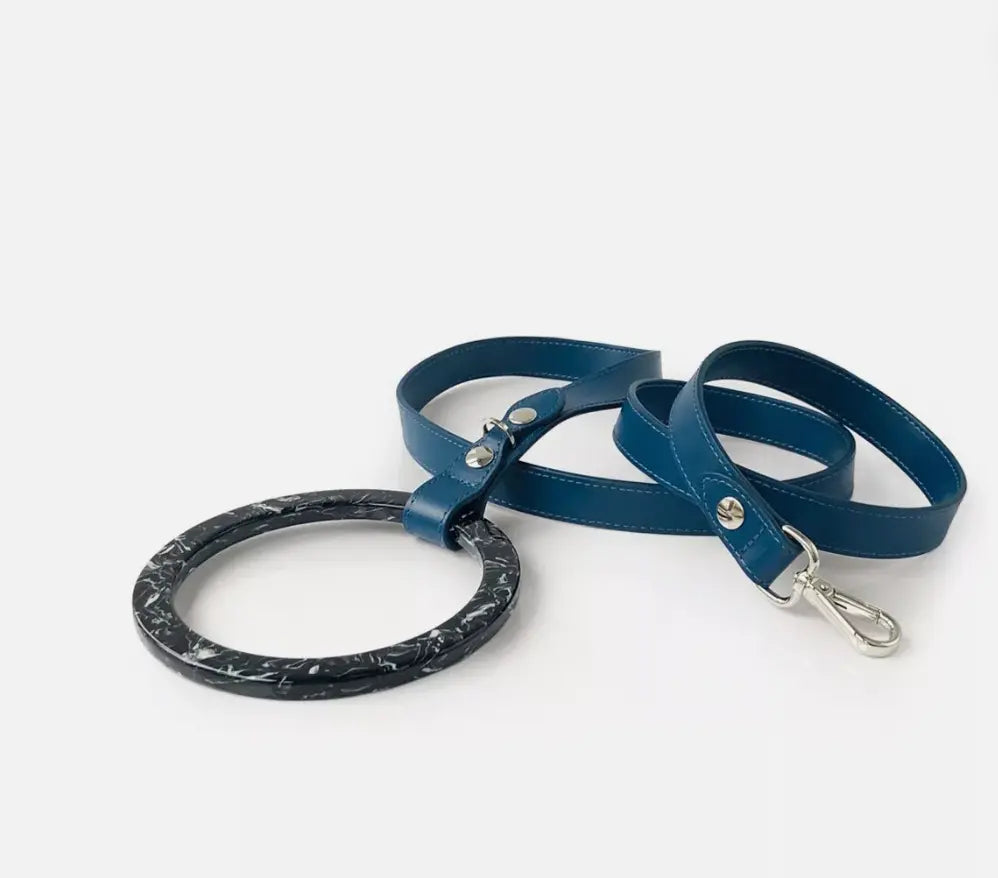Long Susan Leather Dog Leash with Acrylic Handle Shaya Pets