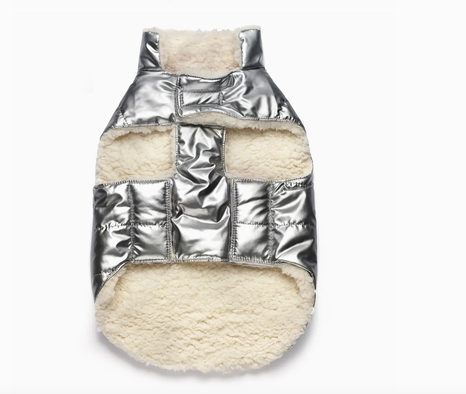 Metallic Puffer Vest, Silver Love Thy Beast