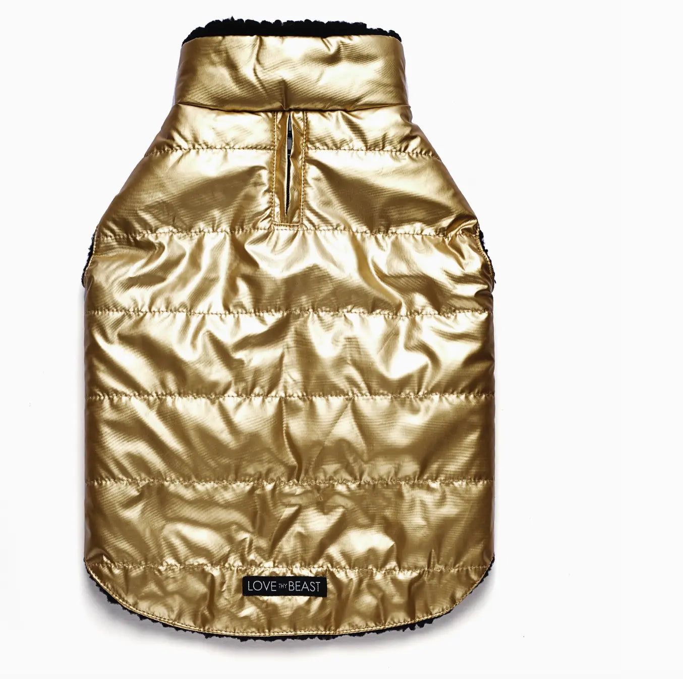 Metallic Puffer Vest, Silver Love Thy Beast