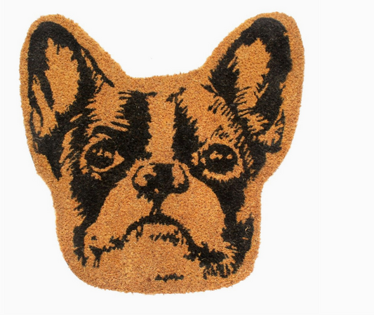 RugSmith Natural Tufted Terrier Head Coir Doormat, 20" X 20"