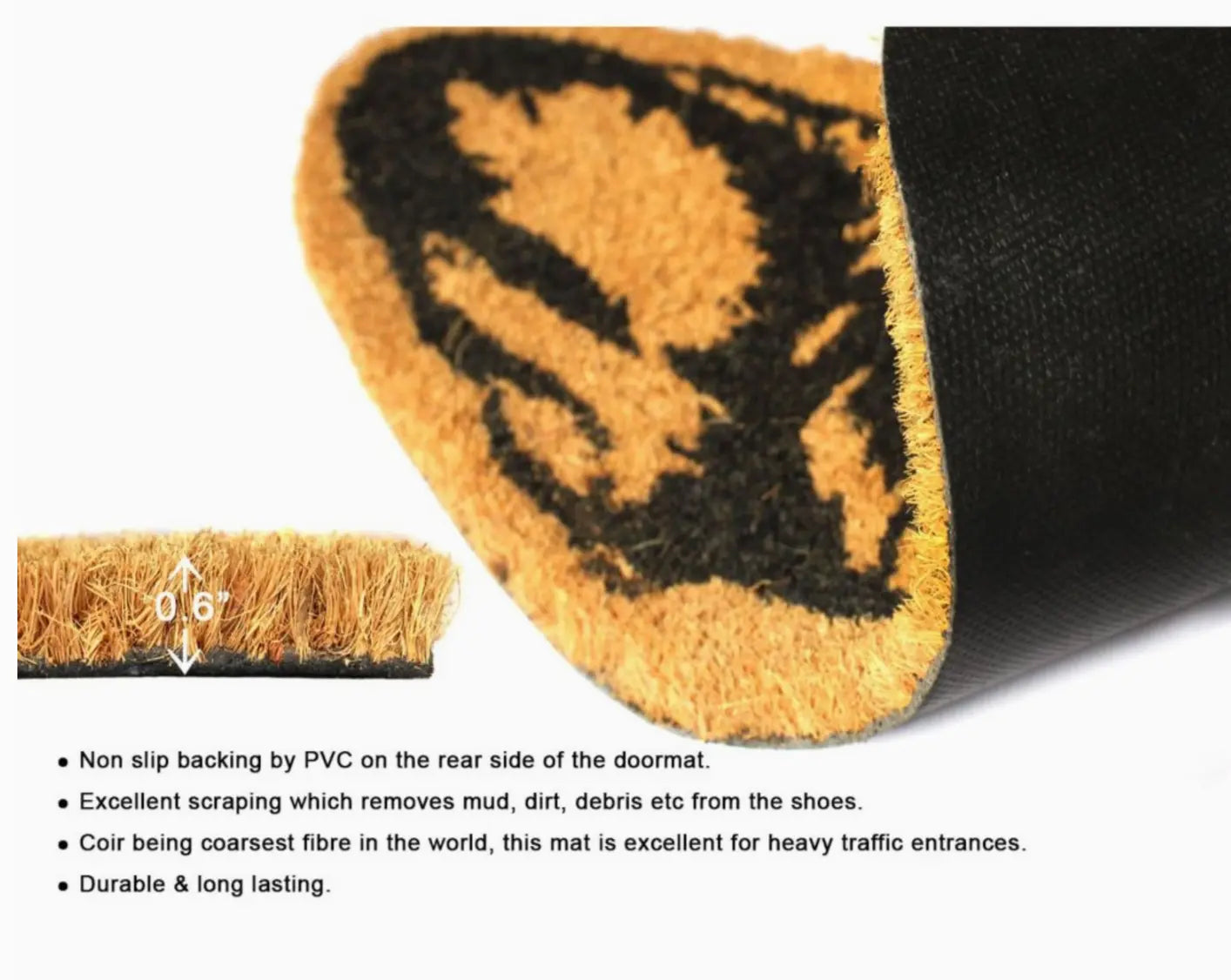 RugSmith Natural Tufted Terrier Head Coir Doormat, 20" X 20" RugSmith