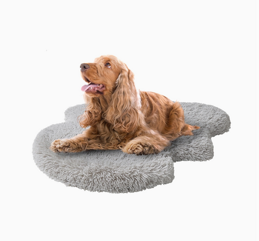 Faux Fur Orthopedic Dog Bed Rug with Cover, Grey